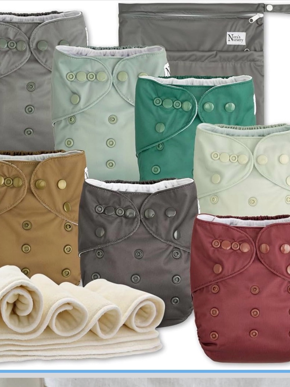 Nora's Nursery Reusable Cloth Diapers | 6 Pack,Waterproof & Washable
Adjustable